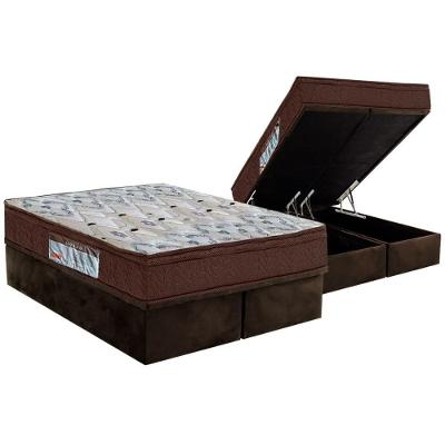 Cama Box Baú Queen: Colchão Espuma D45 Ortobom  / EP ISO 150 Mega Firme + Base CRC Suede Brown(158x198)
