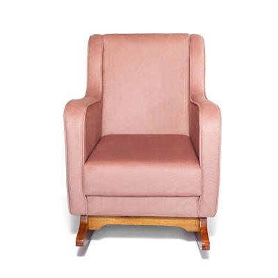 Poltrona Amamentação Com Balanço Naná E Puff Veludo Rosê - Pallazio