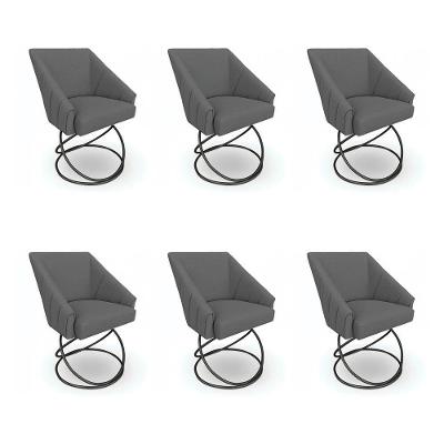 Kit 6 Poltronas Luxo Alana Linho Base Luxo Preto - Pallazio Cor Grafite