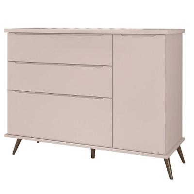 Cômoda Infantil 1 Porta 3 Gavetas 100% Mdf Pés Retrô Mel P04 Rosê - Mpozenato