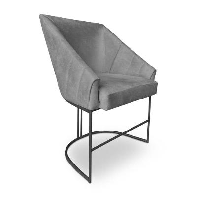 Poltrona Luxo Alana Suede Base Ferro Preto - Pallazio Cor Grafite