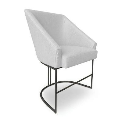 Poltrona Luxo Alana Bouclê Base Ferro Preto - Pallazio Cor Cinza