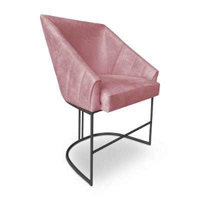 Poltrona Luxo Alana Veludo Base Ferro Preto - Pallazio Cor Rosê