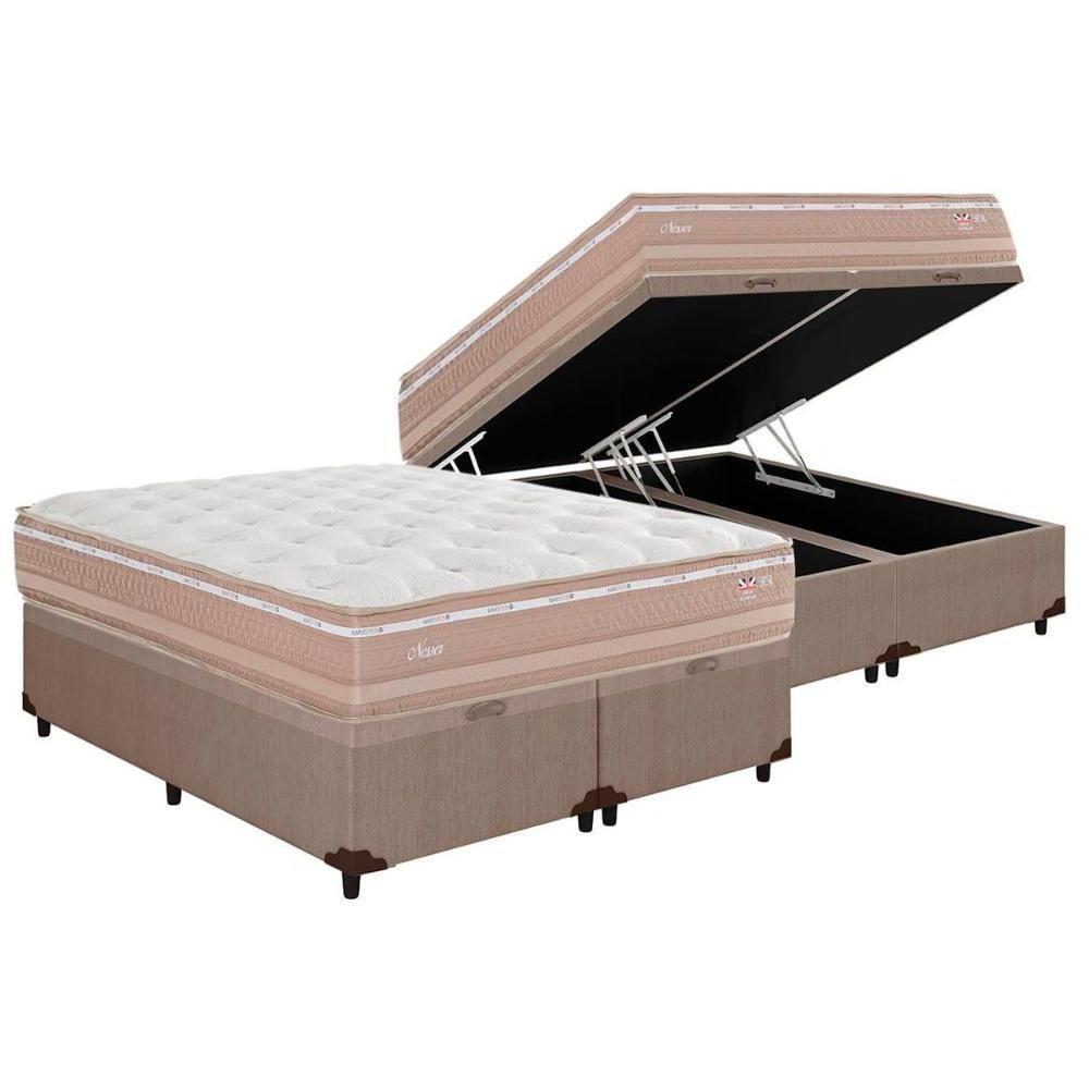 Cama Box Baú Queen: Colchão Molas Herval Maxspring Nesser + Base CRC Courano Clean(158x198) - 1