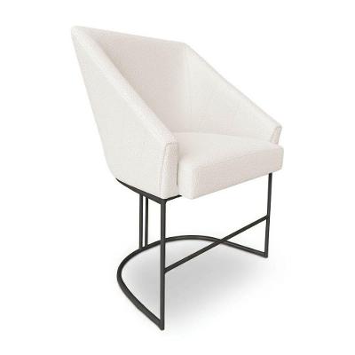 Poltrona Luxo Alana Bouclê Bege Base Ferro Preto - Pallazio