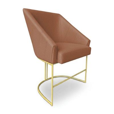 Poltrona Luxo Alana Bouclê Terracota Base Ferro Dourado - Pallazio