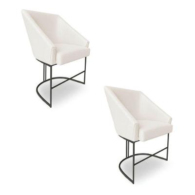 Kit 2 Poltronas Luxo Alana Bouclê Base Ferro Preto - Pallazio Cor Bege