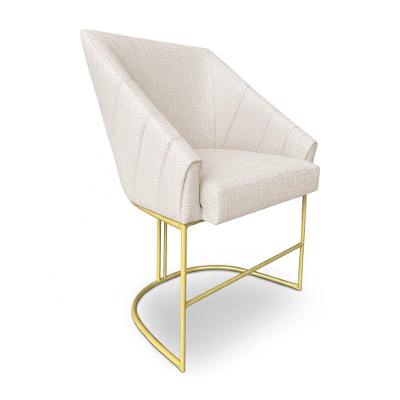 Poltrona Luxo Alana Linho Base Ferro Dourado - Pallazio Cor Bege