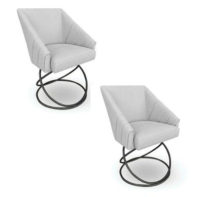 Kit 2 Poltronas Luxo Alana Bouclê Cinza Base Luxo Preto - Pallazio