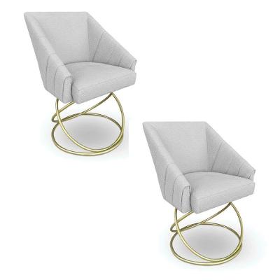 Kit 2 Poltronas Luxo Alana Bouclê Base Luxo Dourado - Pallazio Cor Cinza