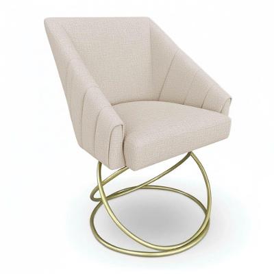 Poltrona Luxo Alana Linho Base Luxo Dourado - Pallazio Cor Bege