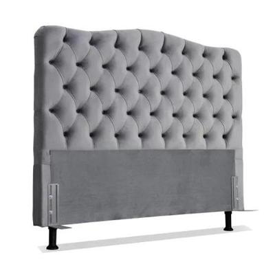 Cabeceira De Cama Box Casal 140 Cm Dunas Veludo Cinza