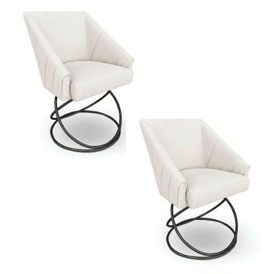 Kit 2 Poltronas Luxo Alana Bouclê Bege Base Luxo Preto - Pallazio