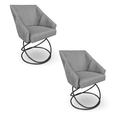 Kit 2 Poltronas Luxo Alana Veludo Base Luxo Preto - Pallazio Cor Grafite