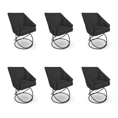 Kit 6 Poltronas Luxo Alana Veludo Base Luxo Preto - Pallazio Cor Preto