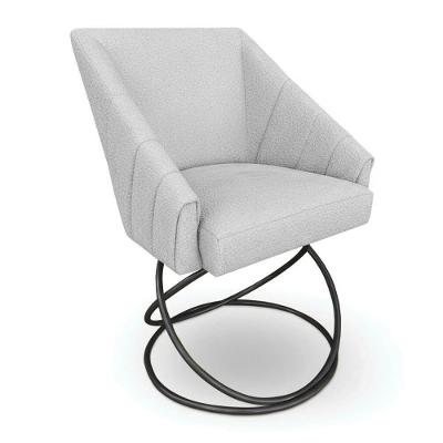 Poltrona Luxo Alana Bouclê Base Luxo Preto - Pallazio Cor Cinza