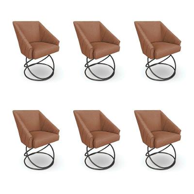 Kit 6 Poltronas Luxo Alana Bouclê Terracota Base Luxo Preto - Pallazio