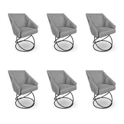 Kit 6 Poltronas Luxo Alana Suede Base Luxo Preto - Pallazio Cor Grafite