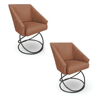 Kit 2 Poltronas Luxo Alana Bouclê Terracota Base Luxo Preto - Pallazio