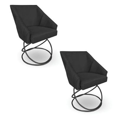 Kit 2 Poltronas Luxo Alana Suede Preto Base Luxo Preto - Pallazio