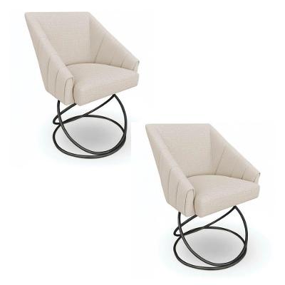 Kit 2 Poltronas Luxo Alana Linho Base Luxo Preto - Pallazio Cor Bege