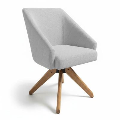 Poltrona Giratória Alana Bouclê Base De Madeira - Pallazio Cor Cinza