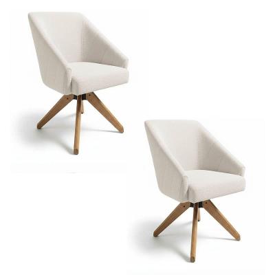 Kit 2 Poltronas Giratórias Alana Bouclê Base De Madeira - Pallazio Cor Bege