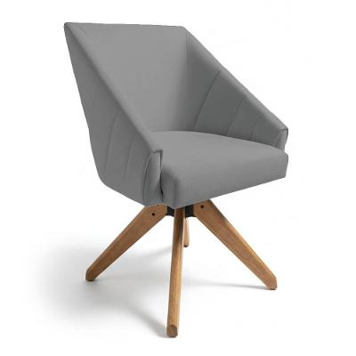 Poltrona Giratória Alana Veludo Base De Madeira - Pallazio Cor Grafite