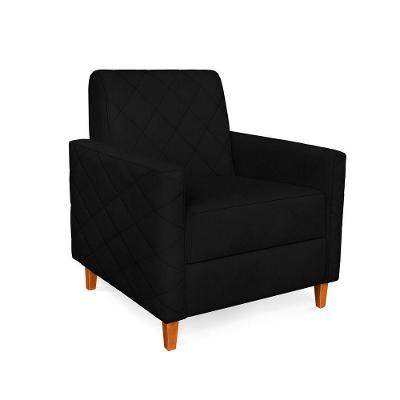 Poltrona Liana Veludo Pés De Madeira - Pallazio Cor Preto