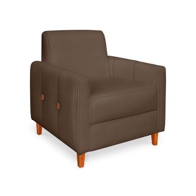 Poltrona Zoe Veludo Pés De Madeira - Pallazio Cor Marrom