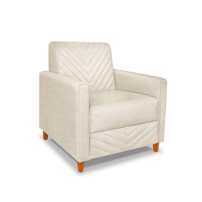 Poltrona Camila Veludo Bege Pés De Madeira - Pallazio