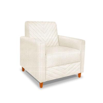 Poltrona Camila Linho Cinza Pés De Madeira - Pallazio