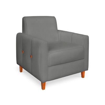 Poltrona Zoe Veludo Cinza Chumbo Pés De Madeira - Pallazio