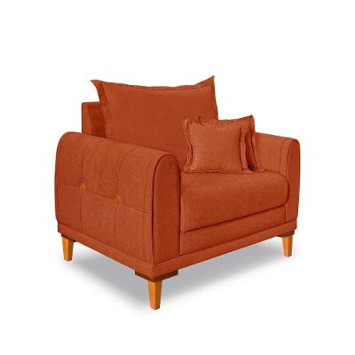 Poltrona Livia Bouclê Terracota Pés De Madeira - Pallazio