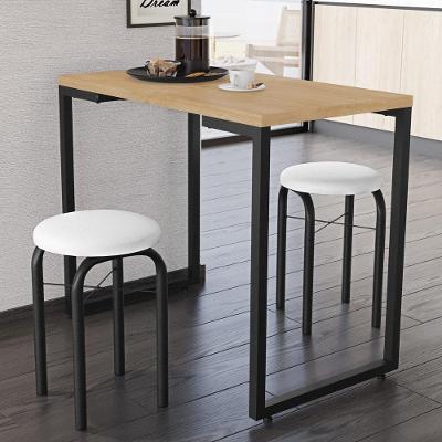 Conjunto Mesa De Cozinha 90cm 2 Banquetas Nature