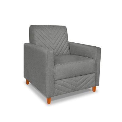 Poltrona Camila Veludo Cinza Chumbo Pés De Madeira - Pallazio