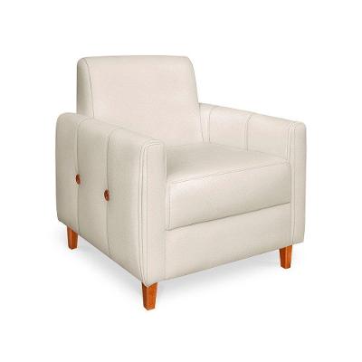 Poltrona Zoe Veludo Bege Pés De Madeira - Pallazio