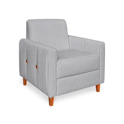 Poltrona Zoe Bouclê Pés De Madeira - Pallazio Cor Cinza