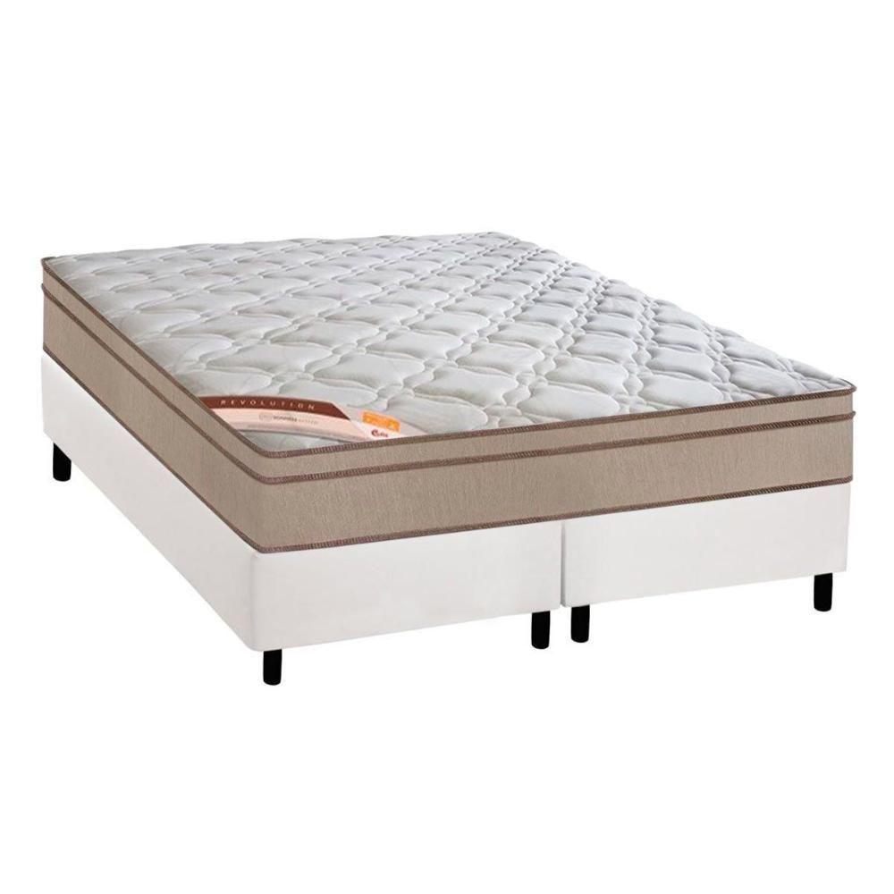 Cama Box King: Colchão Molas Bonnel Castor Revolution + Base CRC Courano White(193x203) - 1