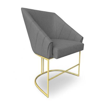 Poltrona Luxo Alana Linho Base Ferro Dourado - Pallazio Cor Grafite