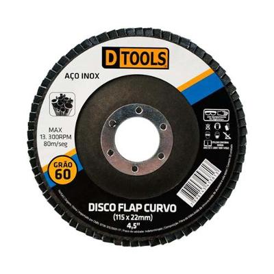 Disco Flap Curvo 4,5'' Grão 60 Para Metal E Inox - Dtools