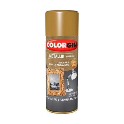 Spray Metallik Dourado 350ml - Tinta Acrílica Para Decoração De Objetos Em Ferro, Madeira E Cerâmica