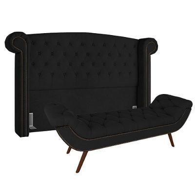 Cabeceira Casal King 195Cm Com Calçadeira P02 Preto