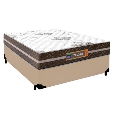 Cama Box Casal Sintético + Colchão Molas Ensacadas Texas Prime Colchões 138x188x64cm Bege