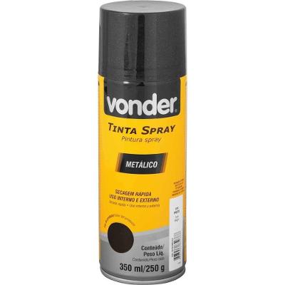 Tinta Em Spray Metálico, Preto, 350 Ml/250 G, Vonder Preto