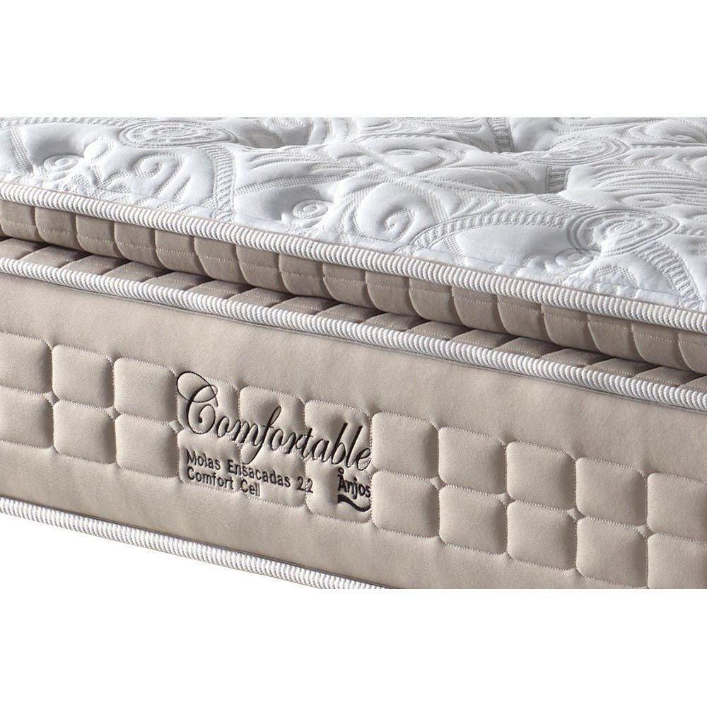 Cama Box Casal: Colchão Molas Ensacadas Anjos MasterPocket Confortable + Base CRC Suede Black(138x188) - 5