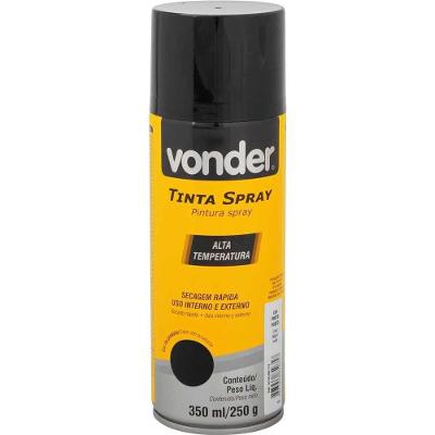 Tinta Em Spray Alta Temperatura, Preto Fosco, 350 Ml/250 G, Vonder Preto Fosco