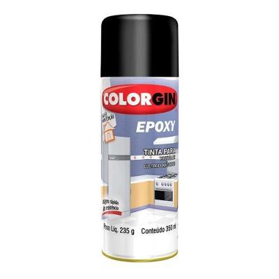 Spray Epóxi Preto 350ml Colorgin Alta Resistência Brilhante Eletrodomésticos Móveis Ferramentas