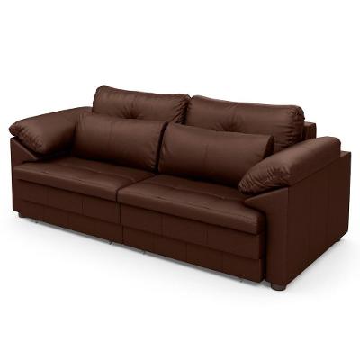 Sofá Retrátil 3 Lugares Para Sala 250cm Dijon Couro Caramelo S07 - Mpozenato