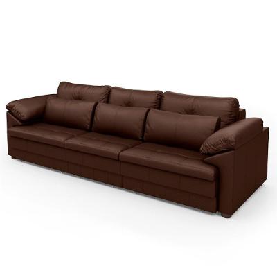 Sofá Retrátil 4 Lugares Para Sala 332cm Dijon Couro Caramelo S07 - Mpozenato